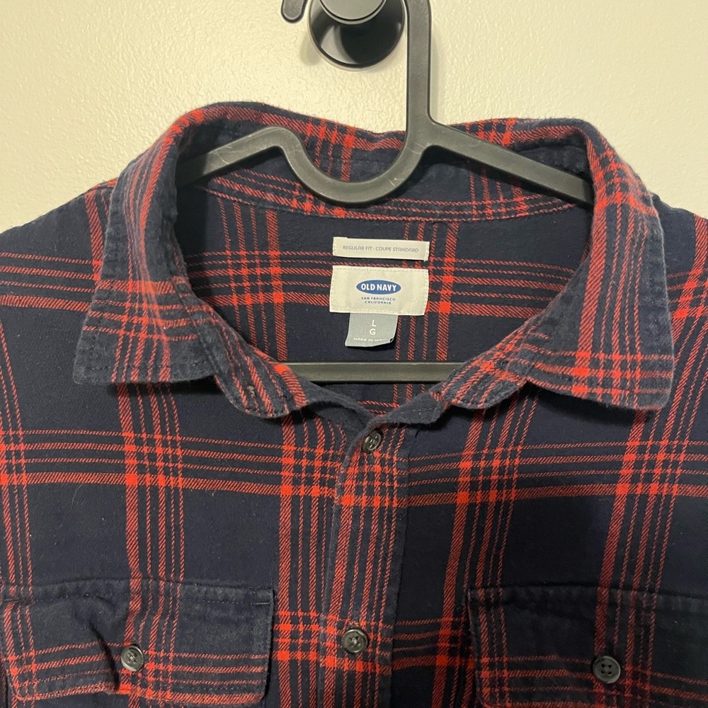 Old Navy Navy and Red Checkered Shirt